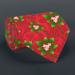 Hawaiian Holly Red Two-Sided Tie<br><div class="desc">Red with kelly green and white colorway.  Mele Kalikimaka is the Hawai'ian expression for Merry Christmas & happy holidays! This vintage inspired textile design is a tropical interpretation of holly in bright colors and subtle gradients. These designs come in several colorways.</div>