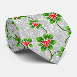 Hawaiian Holly Silver Single-Sided Neck Tie
