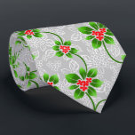 Hawaiian Holly Silver Two-Sided Tie<br><div class="desc">Silver with kelly green and red colorway.  Mele Kalikimaka is the Hawai'ian expression for Merry Christmas & happy holidays! This vintage inspired textile design is a tropical interpretation of holly in bright colors and subtle gradients. These designs come in several colorways.</div>