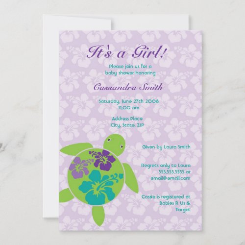 Hawaiian Honu Baby Shower Invitation 5 x 7