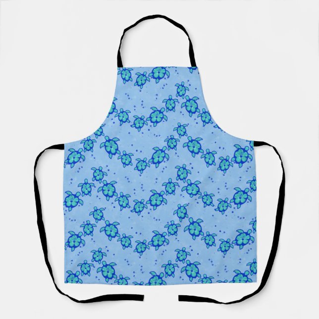 Hawaiian Honu Hibiscus Sea Turtles Apron (Front)
