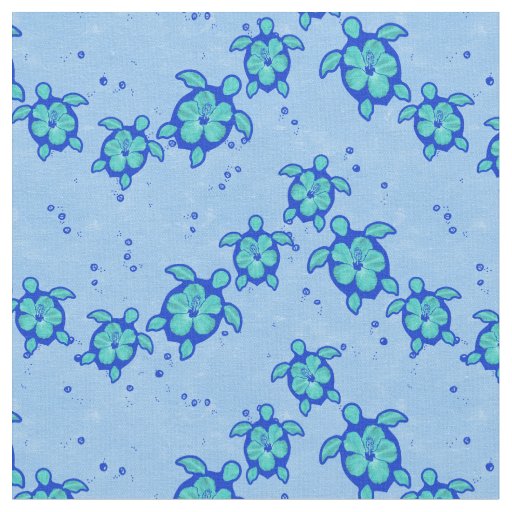 Hawaiian Honu Hibiscus Sea Turtles Fabric