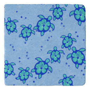 Hawaiian Honu Hibiscus Sea Turtles Trivet