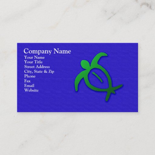 Customizable Hawaiian Honu Petroglyph on Blue Business Card