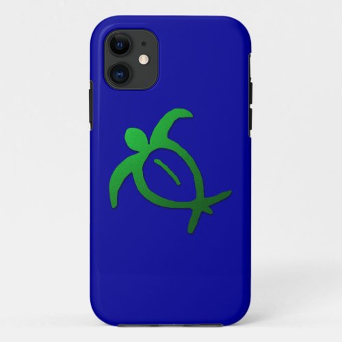 Hawaiian Honu Petroglyph on Blue iPhone 11 Case