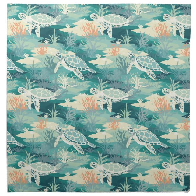 Hawaiian Honu - Sea Turtle  Cloth Napkin (Front)