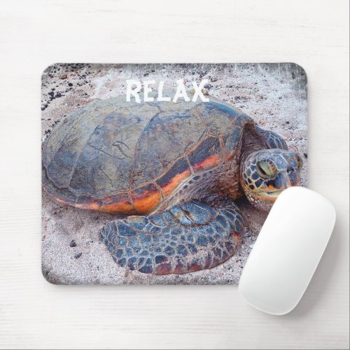 Hawaiian Honu Sea Turtle Photo Relax Quote Cute Mouse Pad