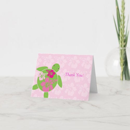 Hawaiian Honu Thank You Card _ Pink