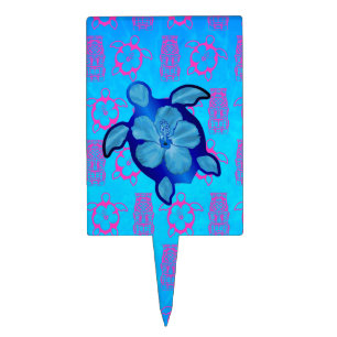 Hawaiian Honu Turtle and Hibiscus Cake Topper