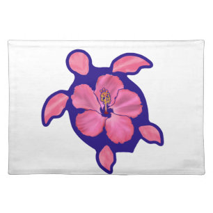 Hawaiian Honu Turtle and Hibiscus Cloth Placemat