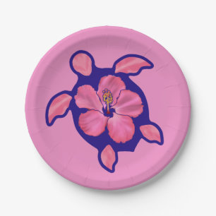 Hawaiian Honu Turtle and Hibiscus Paper Plates