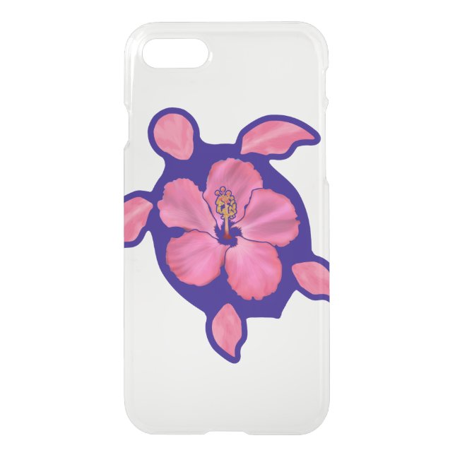 Hawaiian Honu Turtle and Hibiscus Uncommon iPhone Case (Back)