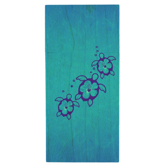 Hawaiian Honu Wood Flash Drive (Front Vertical)