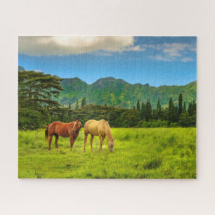Hawaiian Horses, Hokulei Peak, Kauai, Hawaii Jigsaw Puzzle