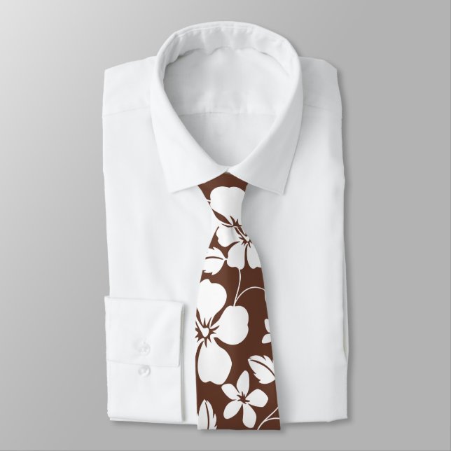 HAWAIIAN HULA (BROWN) NECK TIE (Tied)