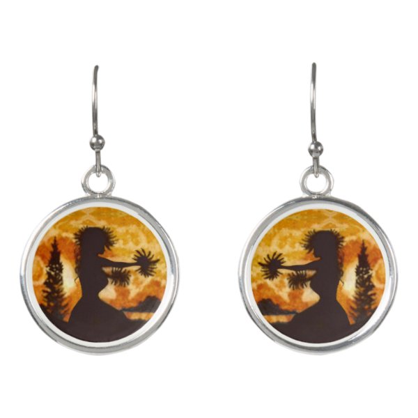 Hawaiian Hula Dancer Silver Plated Earrings