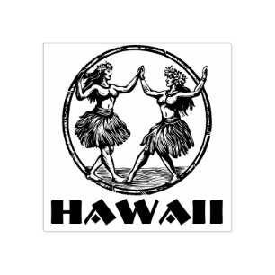 Hawaiian Hula Dancer Girls Rubber Stamp  