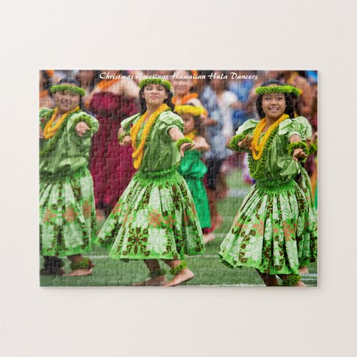 Hawaiian Hula Dancers Christmas Greetings Jigsaw Puzzle