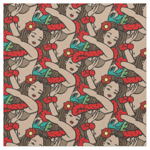 Hawaiian Hula Dancers Fabric