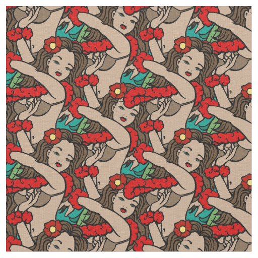 Hawaiian Hula Dancers Fabric