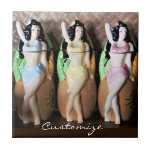 Hawaiian Hula Dancers Thunder_Cove Ceramic Tile