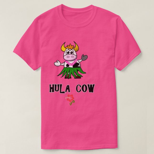 Hawaiian Hula Dancing Cow Funny Gift  Dk  T-Shirt (Design Front)