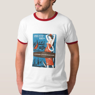 Hawaiian HULA Girl Airlines T-Shirt Boats