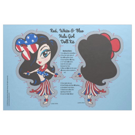 Hawaiian Hula Girl Patriotic Doll Kits and Novelty Fabric