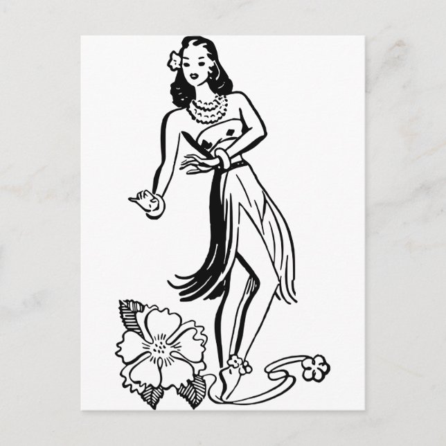 Hawaiian Hula Girl Postcard (Front)