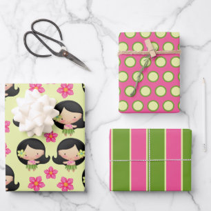 Hawaiian Hula Girl Wrapping Paper Set