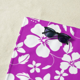 HAWAIIAN HULA (HIBISCUS) BERRY BEACH TOWEL