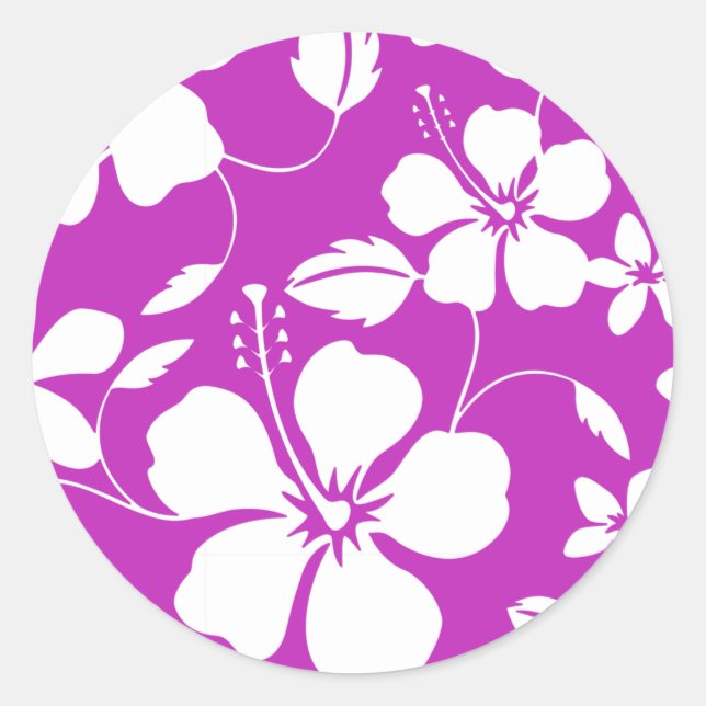HAWAIIAN HULA (HIBISCUS) BERRY CLASSIC ROUND STICKER (Front)