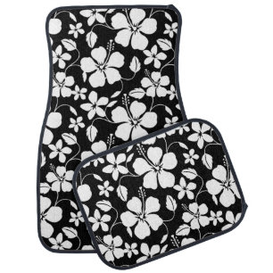 HAWAIIAN HULA (HIBISCUS) BLACK CAR FLOOR MAT