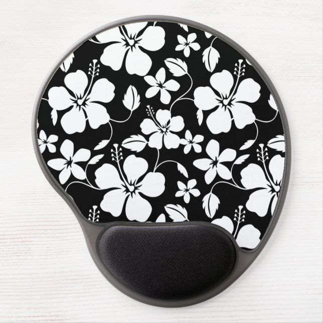 HAWAIIAN HULA (HIBISCUS) BLACK GEL MOUSE PAD (Front)