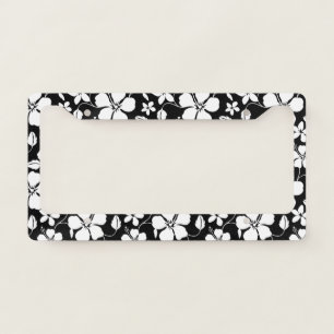 HAWAIIAN HULA (HIBISCUS) BLACK LICENSE PLATE FRAME
