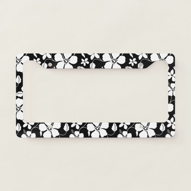 HAWAIIAN HULA (HIBISCUS) BLACK LICENSE PLATE FRAME (Front)