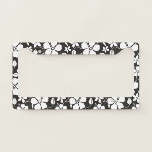 HAWAIIAN HULA (HIBISCUS) BLACK LICENSE PLATE FRAME