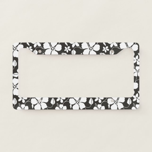 HAWAIIAN HULA (HIBISCUS) BLACK LICENSE PLATE FRAME (Front)