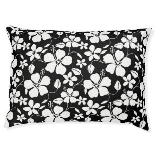 HAWAIIAN HULA (HIBISCUS) BLACK PET BED