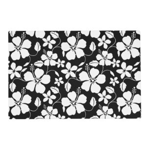 HAWAIIAN HULA (HIBISCUS) BLACK PLACEMAT