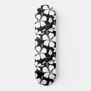 HAWAIIAN HULA (HIBISCUS) BLACK SKATEBOARD