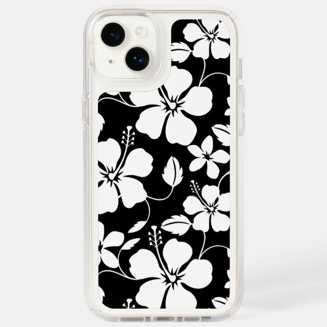 HAWAIIAN HULA (HIBISCUS) BLACK SPECK iPhone CASE (Front)