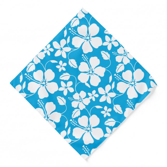 HAWAIIAN HULA (HIBISCUS) BLUE BANDANA (Front)