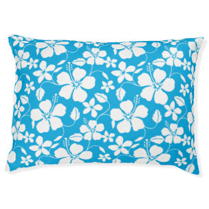 HAWAIIAN HULA (HIBISCUS) BLUE PET BED