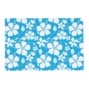 HAWAIIAN HULA (HIBISCUS) BLUE PLACEMAT