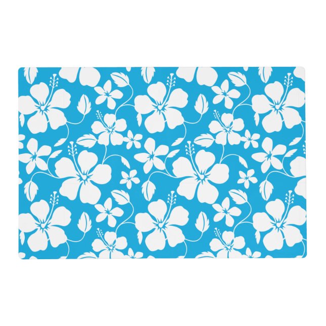 HAWAIIAN HULA (HIBISCUS) BLUE PLACEMAT (Front)