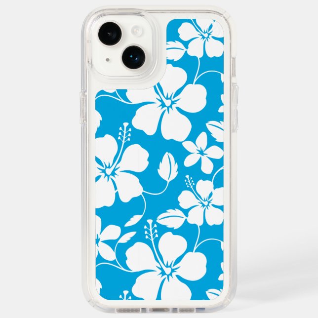 HAWAIIAN HULA (HIBISCUS) BLUE SPECK iPhone CASE (Front)