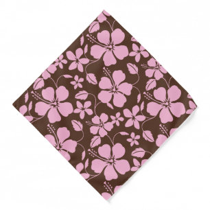 HAWAIIAN HULA (HIBISCUS) BROWN and PINK Bandana