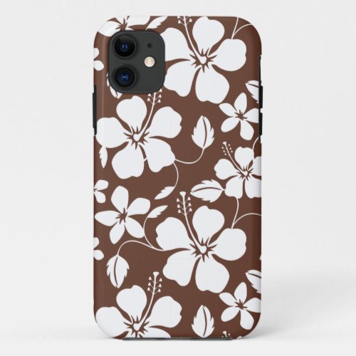 HAWAIIAN HULA HIBISCUS BROWN iPhone 11 CASE