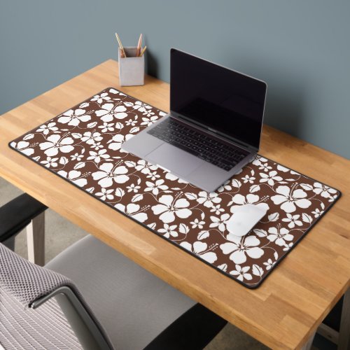 HAWAIIAN HULA HIBISCUS BROWN DESK MAT